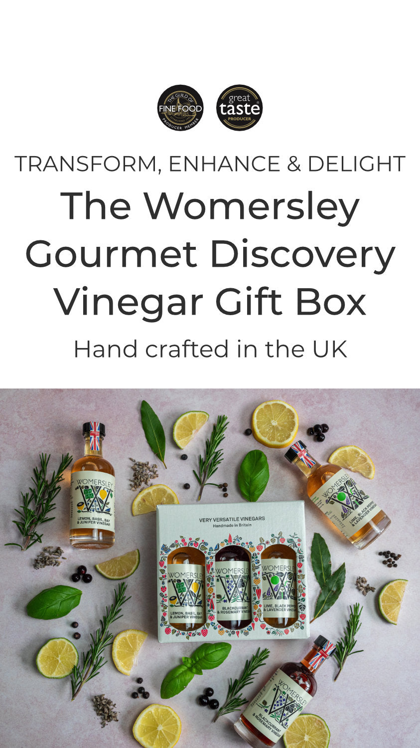 Transform, Enhance & Delight. The Womersley Gourmet discovery Vinegar gift box. Hand crafted in the UK.