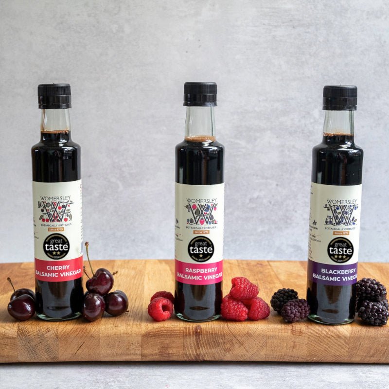 Balsamic Vinegar of Medena lifestyle images. Cherry, Raspberry and Blackberry.